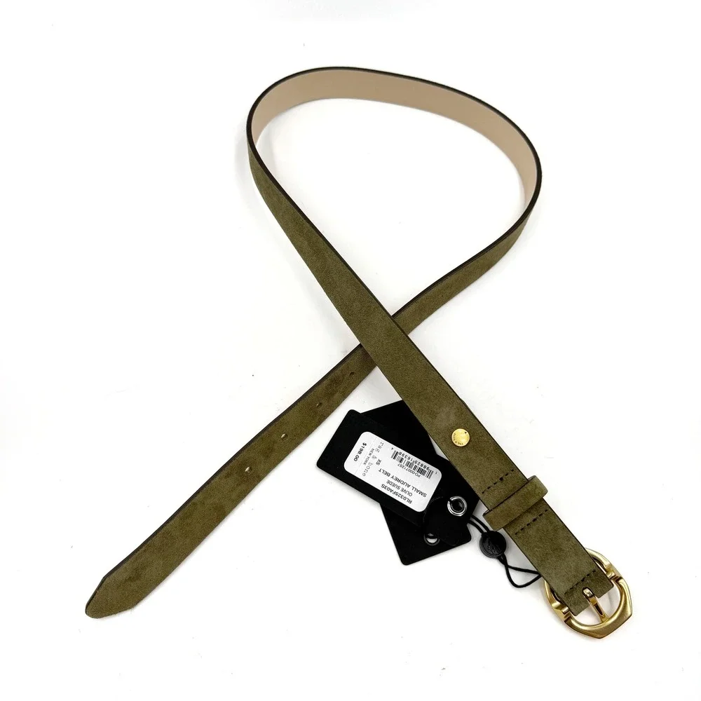 Rag & Bone Small Audrey Belt Olive Green Suede Gold Buckle Womens Sz XS